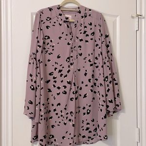 Buddylove purple leopard bell sleeve dress